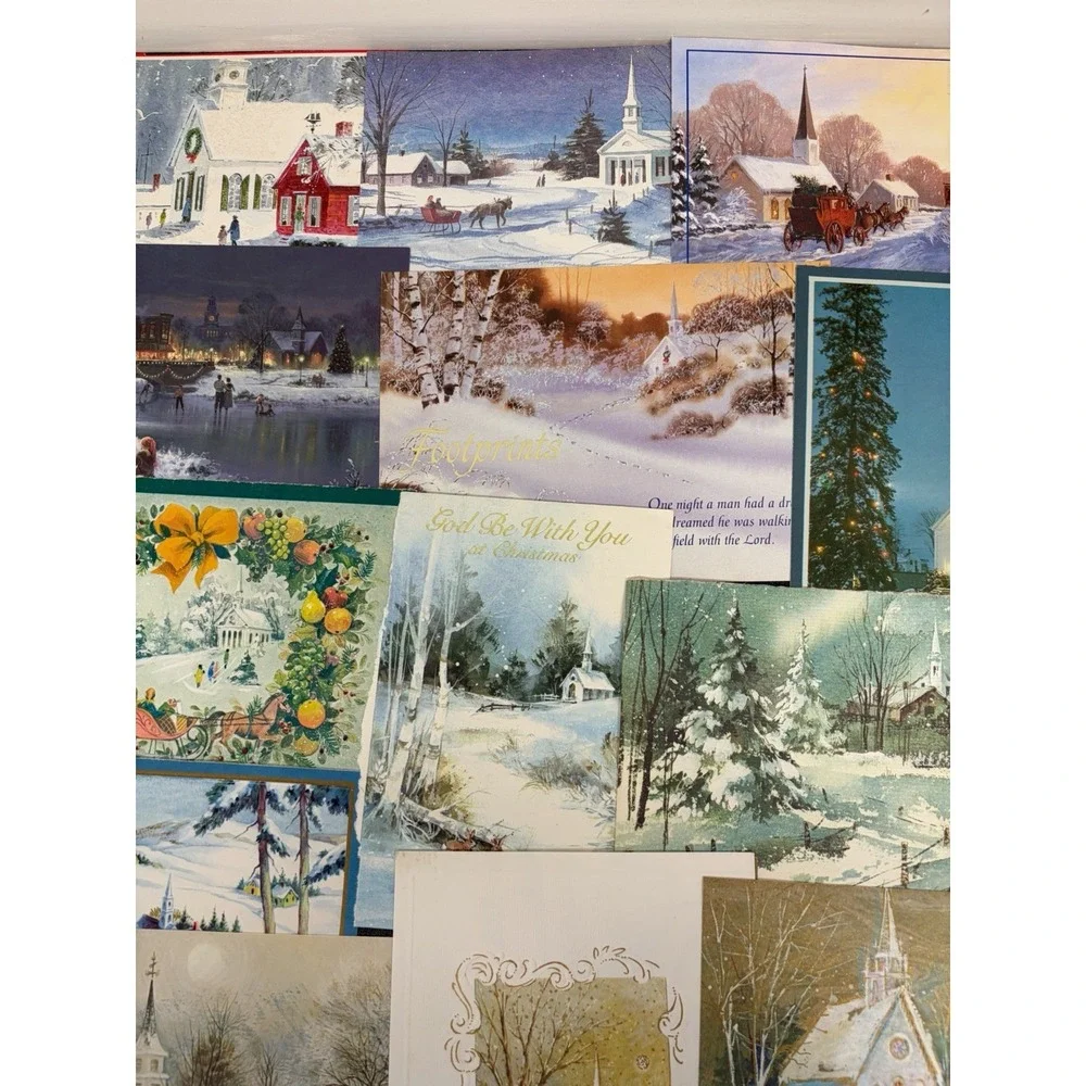 Vintage Christmas Cards Fronts ONLY Churches Cathedrals Scrapbooking Crafts 50+